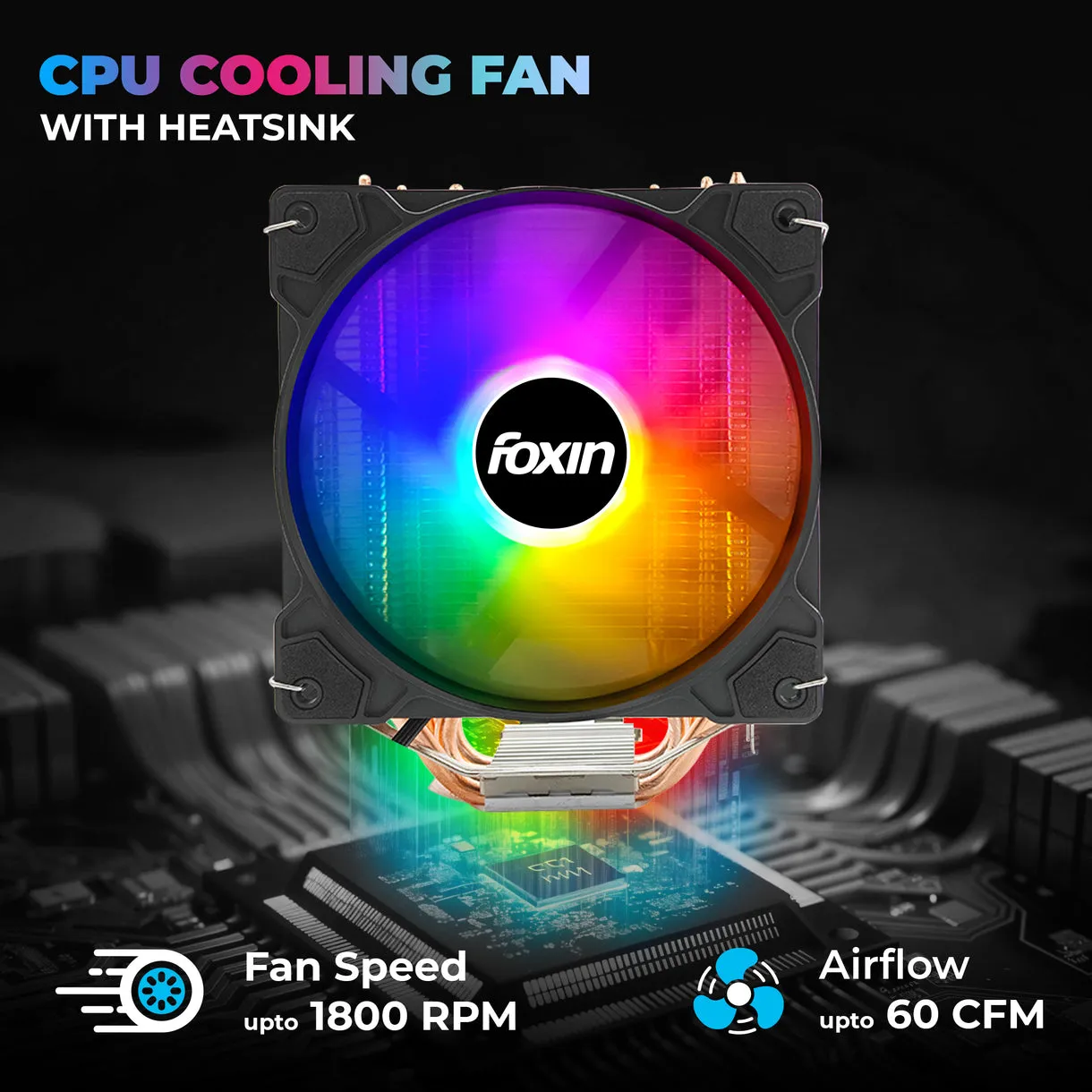 Foxin CPU Fan For Intel and AMD Socket 120mm ARGB FCF 005 view 6